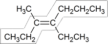 4-ethyl-3-methyl-3-heptene with longest carbon chain identified
