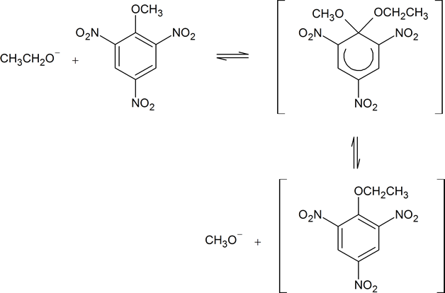 reaction scheme showing Meisenheimer complex