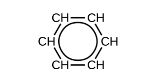 The the alternating double bonds are showed through a circle drawn inside the benzene ring. 