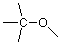 Three methyl groups bound to an oxygen and another methyl group.