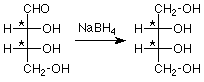 The molecule reacts with NaBH4 to convert an aldehyde into an alcohol.