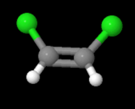 Ball and stick model of cis-1,2-Difluoroethylene.