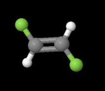 Ball and stick model of trans-1,2-Difluoroethylene.
