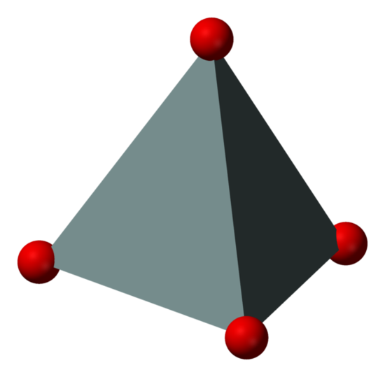 3D rendered image of a silicate tetrahedron.