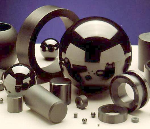 Silicon nitride (Si3N4) bearing parts.