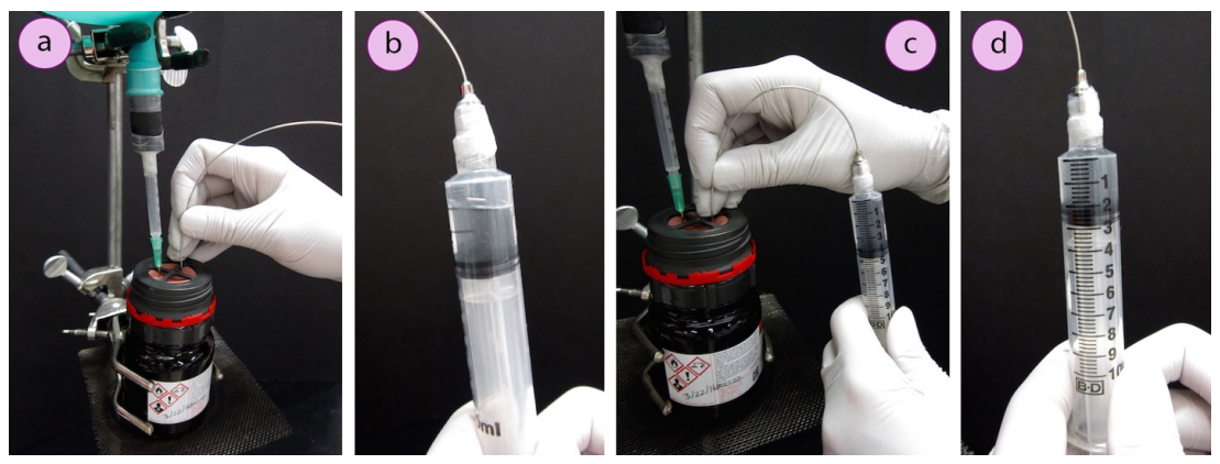 Process of withdrawing reagent with syringe