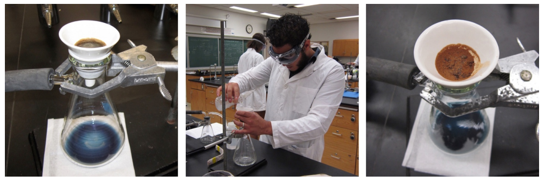  Student performing a suction filtration. 