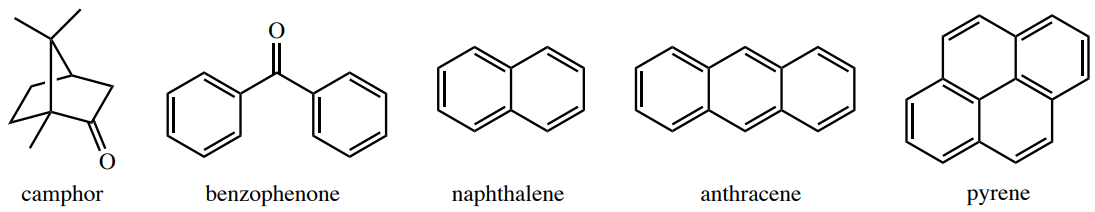 Compuestos que pueden ser sublimados al vacío: alcanfor, benzofenona, naftaleno, antraceno, pireno