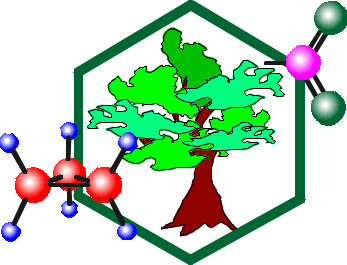 Tree in hexagon with molecular structures