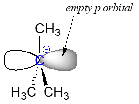 Carbono con un orbital p vacío.