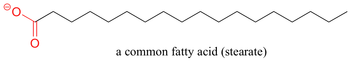 Dibujo lineal de enlace de estearato, un ácido graso común.