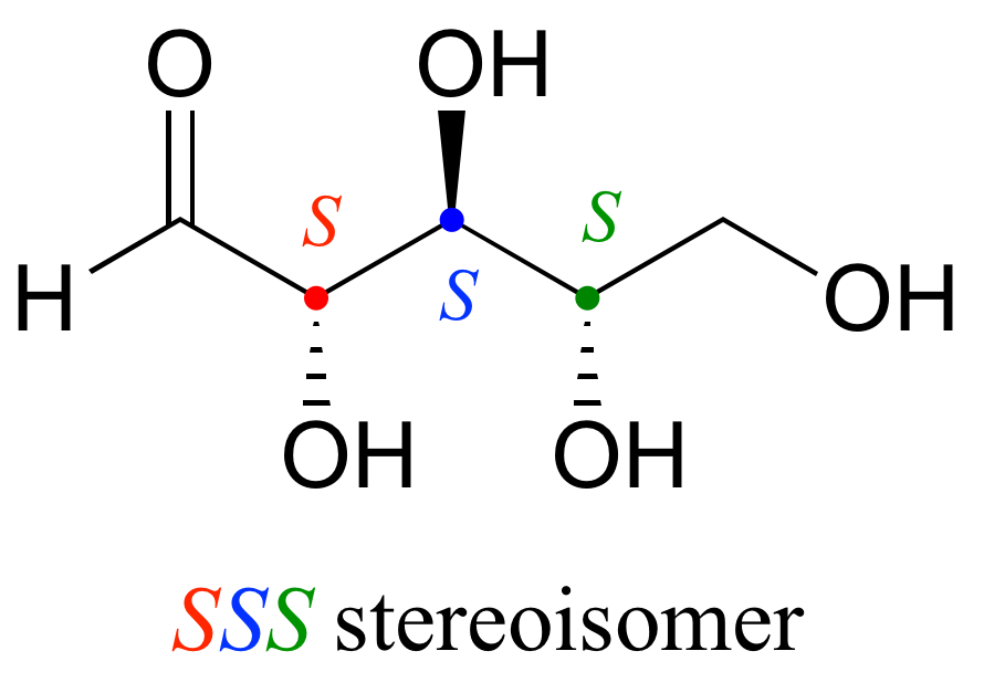 Estereoisómero S S. O H en guiones para centros 1 y 3, O H en cuña para centro 2.