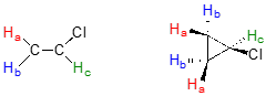 Two molecules with a chlorine and three different hydrogens signals.