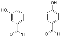 The structure on the left has the hydroxide bonded to the carbon two away from the carbonyl branch. The structure on the right has the hydroxide bonded across from the carbonyl branch. 