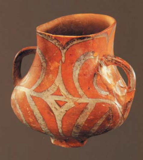Ejemplo de cerámica pintada de negro sobre rojo del Neolítico tardío
