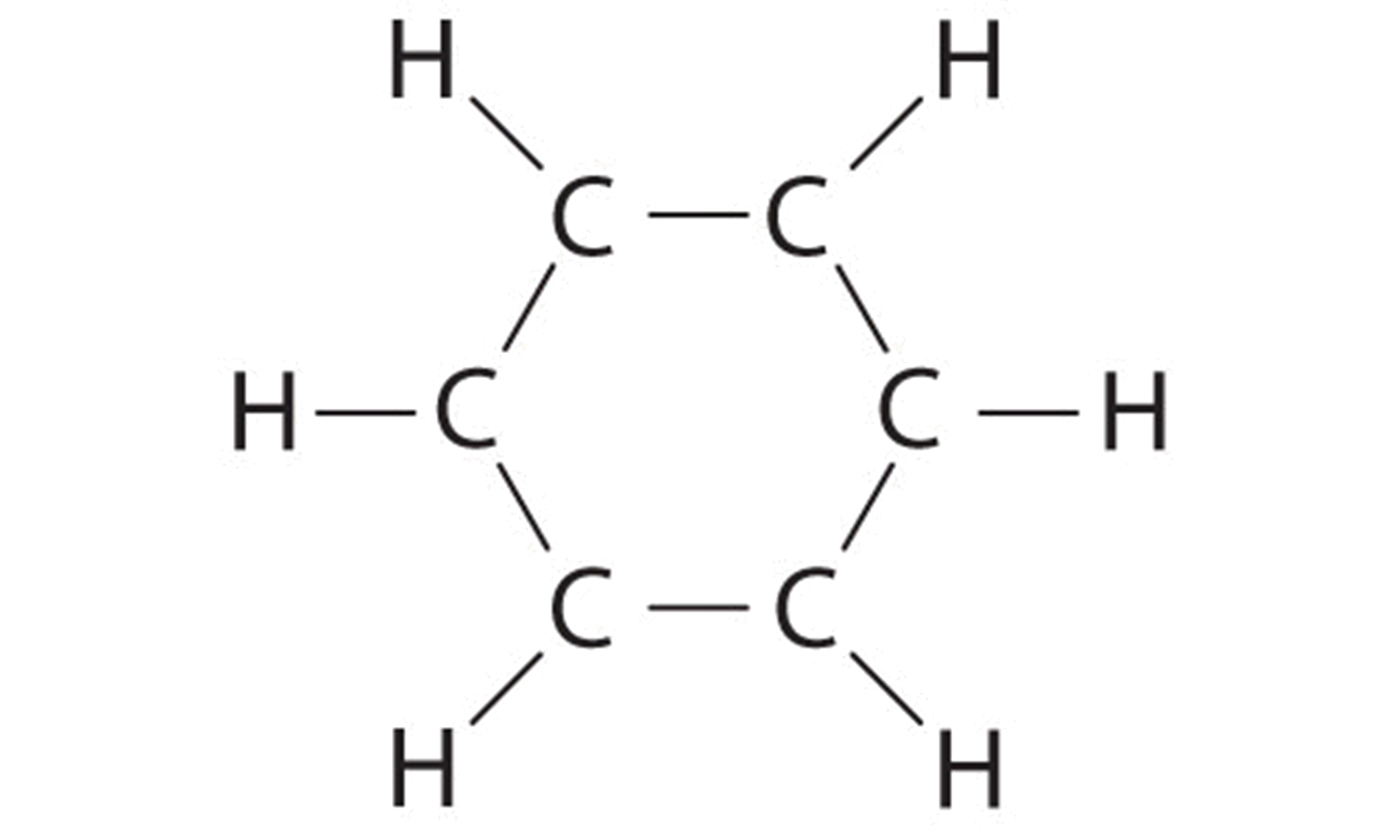 Estructura de línea de enlace de anillo de benceno.