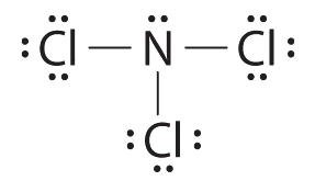 Estructura de punto Lewis del tricloruro de nitrógeno.