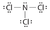 Lewis dot structure of nitrogen trichloride. 
