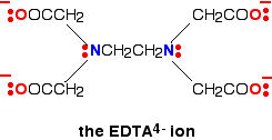 Bond line drawing of the EDTA four minus ion. 