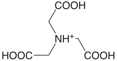 Se muestra la estructura química del nitriloacetato.