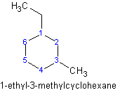 Chemical structure of 1-ethyl-3-methylcyclohexane.