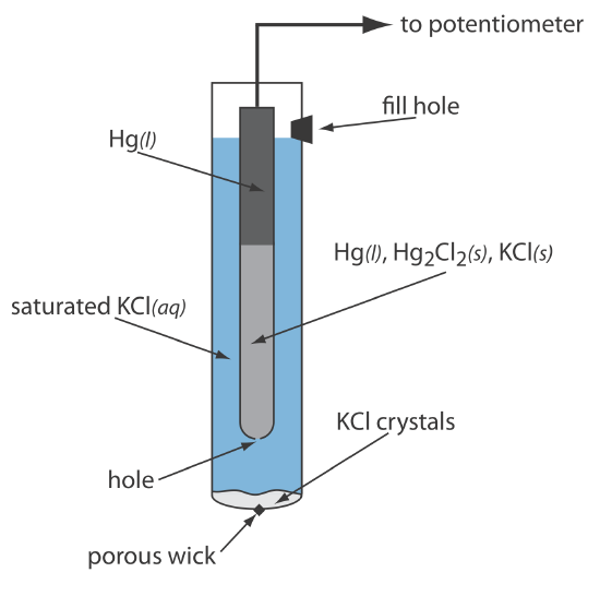 Schematic diagram showing the saturated calomel electrode.