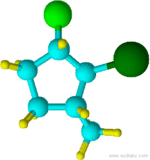 Molecular structure of 2-bromo-1-chloro-3-methylcyclopentane. 