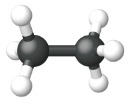 Ball and stick model of ethane.