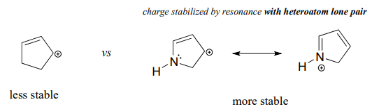El compuesto de la derecha es más estable ya que la carga se estabiliza por resonancia con heteroátomo de par solitario.