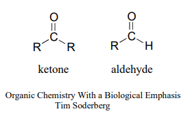 Структура типового кетону і типового альдегіду.