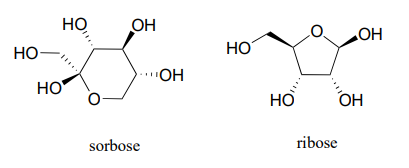 Bond line drawings of sorbose and ribose. 