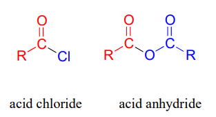 Bond line drawings of acid chloride and acid anhydride. 