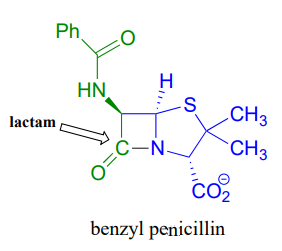 Bond line drawing of benzyl penicillin. 