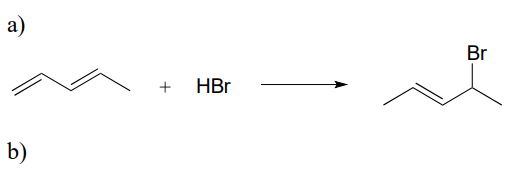 A: 1,3-pentene reacts with HBR to form 2-bromopent-3-ene.