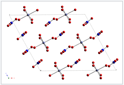 Representación tridimensional de complejos de cobalto disueltos en agua.