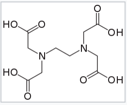 Molécula de E D T A. Fórmula química: C 10, H 16, N 2, O 8