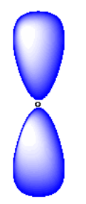 Un orbital p dibujado verticalmente.