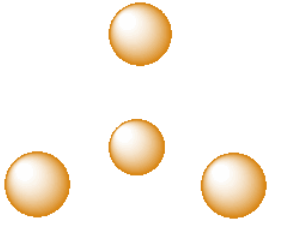 Four orange atoms in a tetrahedral arrangement.