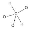 Una estructura propuesta para el ácido carbónico, con enlaces simples a cada átomo con carbono en el centro.