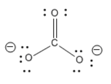 Structural formula for carbonate anion.