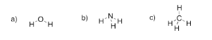 Respuestas al Ejercicio 4.1.1, del a al c. En orden: agua, amoníaco y metano.