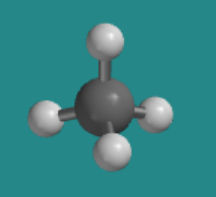 A ball-and-stick model of methane.
