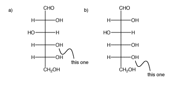 Ejercicio 5.11.1, de a a a b. a indica el grupo hidroxi C3. b indica el grupo hidroxi C4.