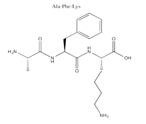 Estructura de la línea de unión de un polipéptido alanina-fenilalanina-lisina.
