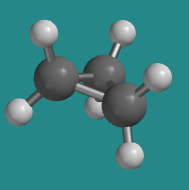 Ball-and-stick model of cyclopropane.