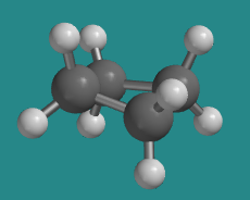 Ball-and-stick model of cyclobutane.