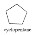 Estructura esquelética del ciclopentano: un pentágono simple.