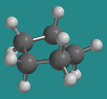 Ball-and-stick model of cyclopentane.