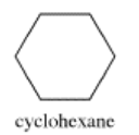 Estructura esquelética del ciclohexano: un simple hexágono.