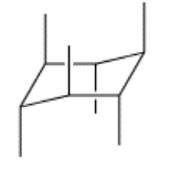 Se dibujan seis líneas verticales, unidas a las esquinas del ciclohexano. Las líneas se alternan al apuntar hacia arriba o hacia abajo.